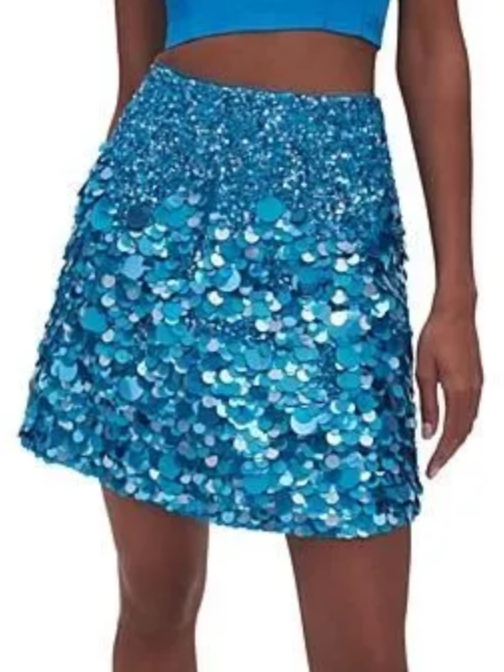AJE Cherie Sequin Mini Skirt Azure Blue Size AU 6 US 2 NEW NWT - Picture 2 of 6